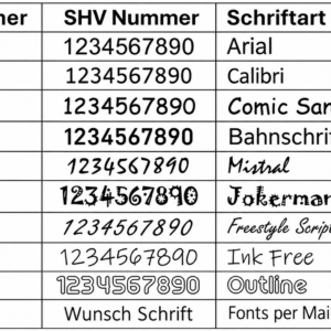 SHV Nummer für Gleitschirm – Schriftarten und Beschriftung